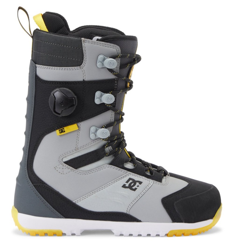 Men\'s DC Premier Hybrid BOA® Snowboard Boots Black Grey Yellow | UK 91475ZQSA