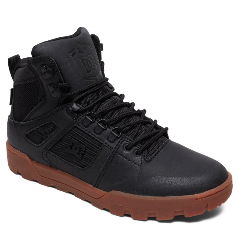 Men's DC Pure High-Top Water-Resistant Winter Snowboard Boots Black | UK 26705IBXN