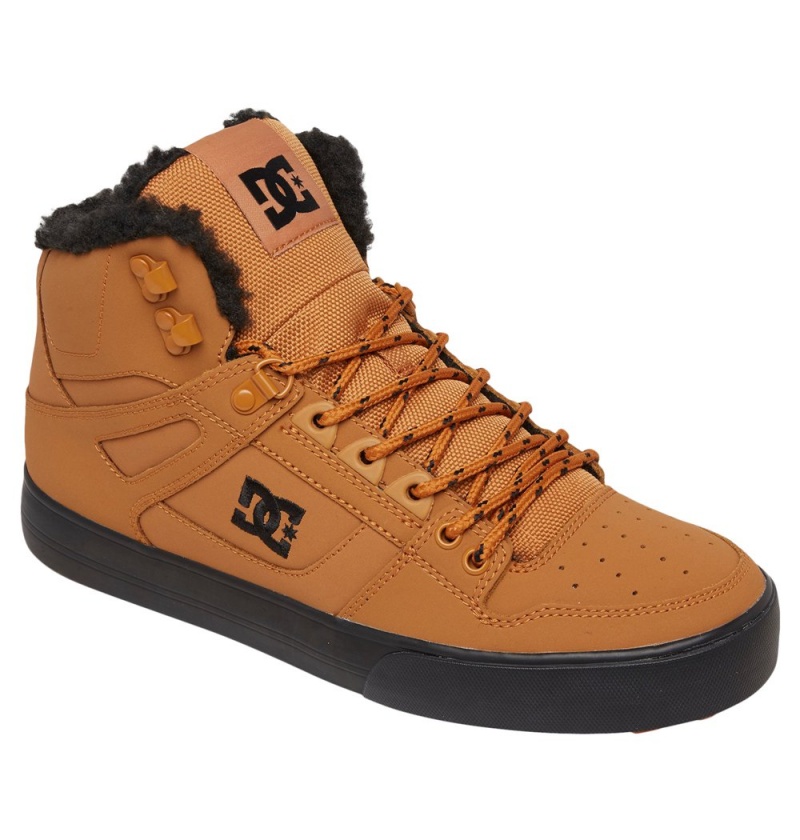 Men's DC Pure High-Top Winter Shoes Brown Black | UK 58273UMOG