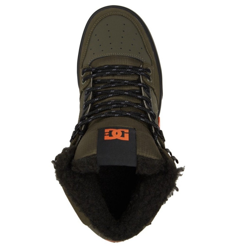 Men's DC Pure High-Top Winter Shoes Olive Orange | UK 72561WXZU