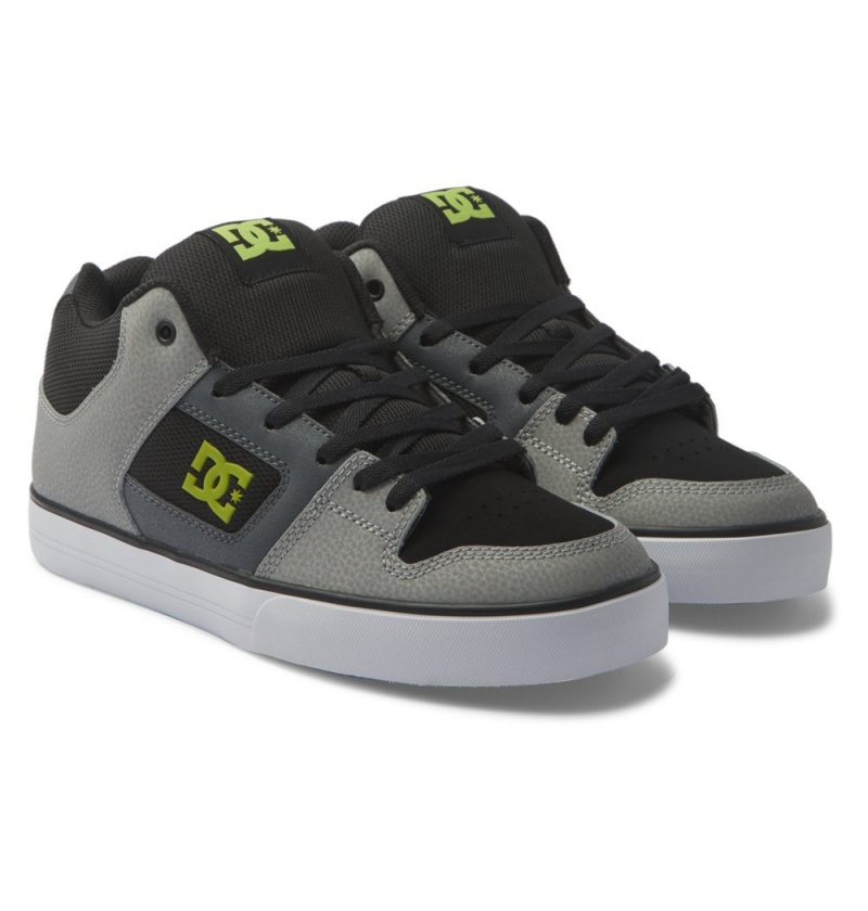 Men's DC Pure MID Mid-Top Sneakers Black Grey | UK 10249IYKU