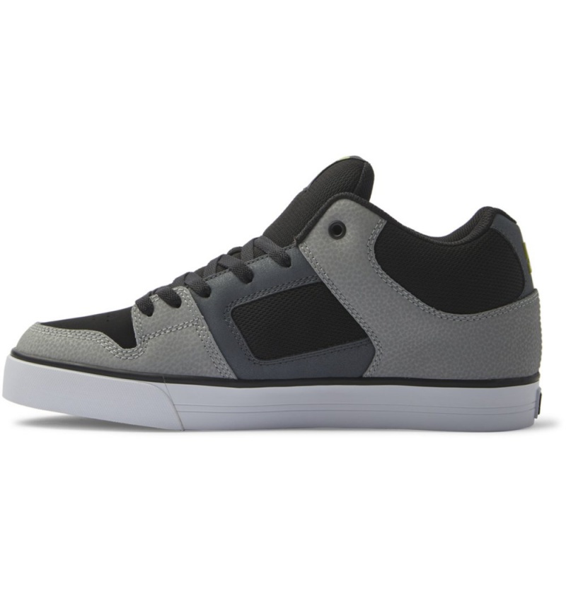 Men's DC Pure MID Mid-Top Sneakers Black Grey | UK 10249IYKU