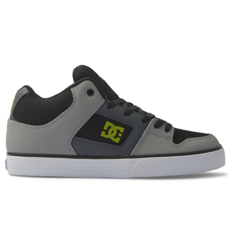 Men\'s DC Pure MID Mid-Top Sneakers Black Grey | UK 10249IYKU