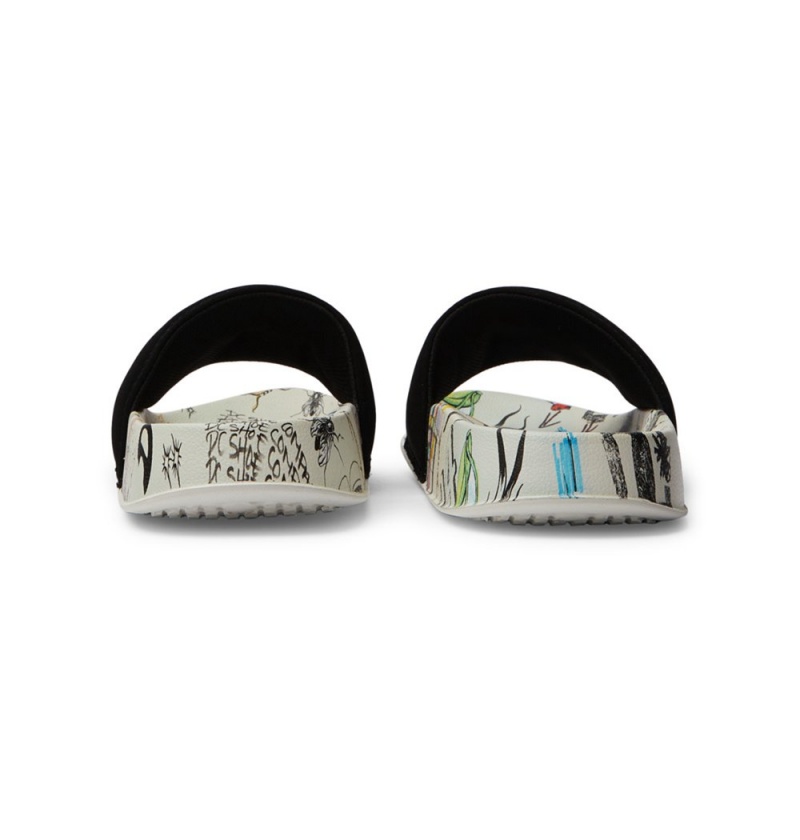 Men's DC Special Edition Slides White Black | UK 85360FJHM