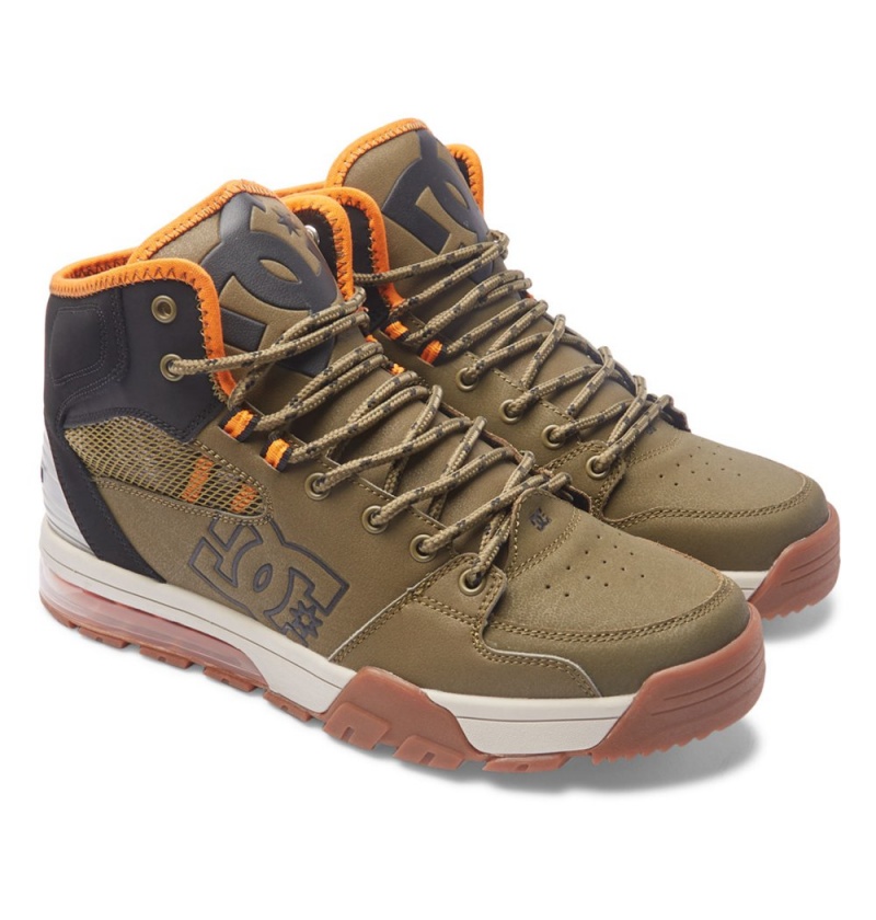 Men's DC Versatile HI High-Top Water-Resistant Winter Boots Olive Black | UK 30459PNAS