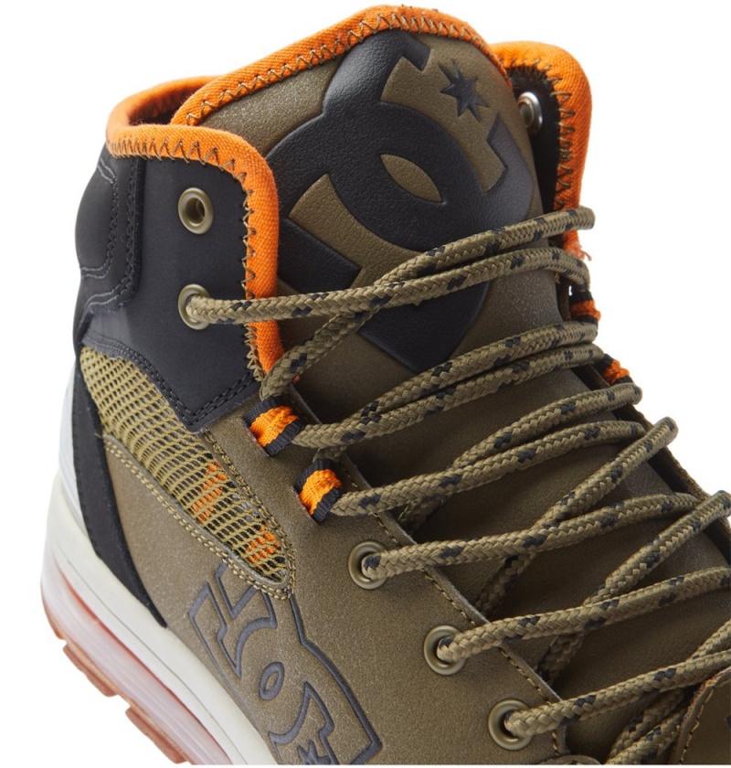 Men's DC Versatile HI High-Top Water-Resistant Winter Boots Olive Black | UK 30459PNAS