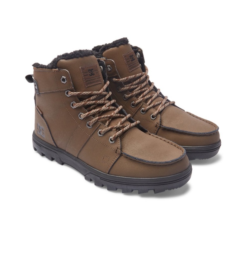 Men's DC Woodland Winter Boots Dark Chocolate | UK 46928TMOF