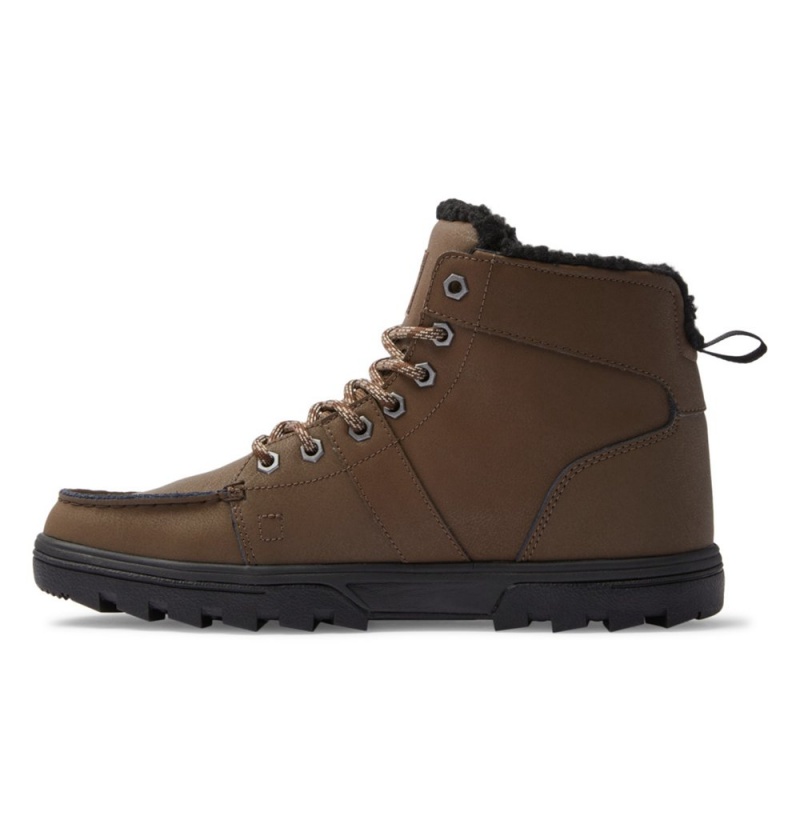 Men's DC Woodland Winter Boots Dark Chocolate | UK 46928TMOF