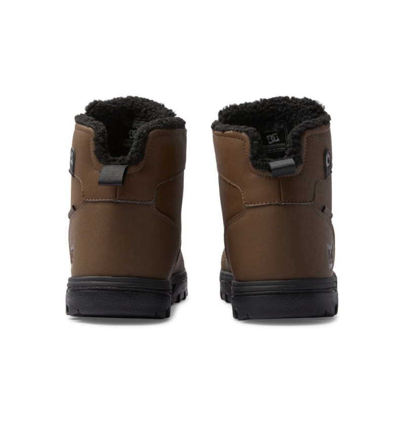 Men's DC Woodland Winter Boots Dark Chocolate | UK 46928TMOF