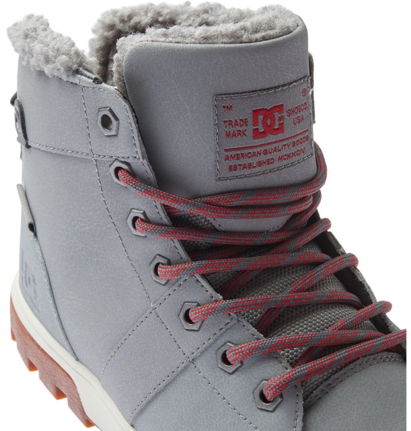 Men's DC Woodland Winter Boots Grey | UK 61854GTXA