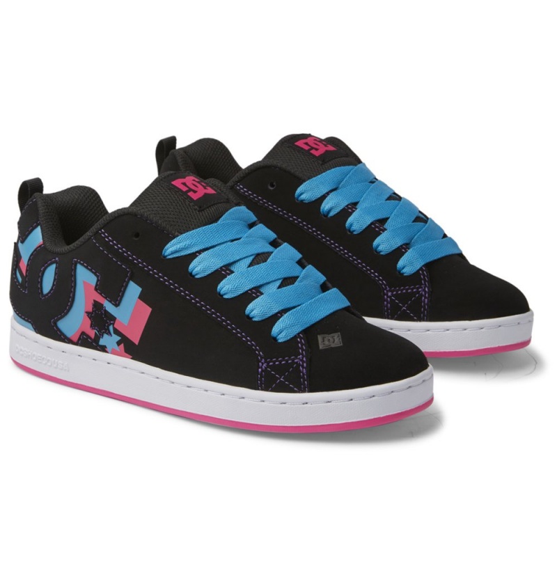 Women's DC Court Graffik Sneakers Black Blue Pink | UK 08796PKXG