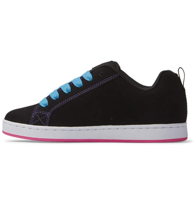 Women's DC Court Graffik Sneakers Black Blue Pink | UK 08796PKXG