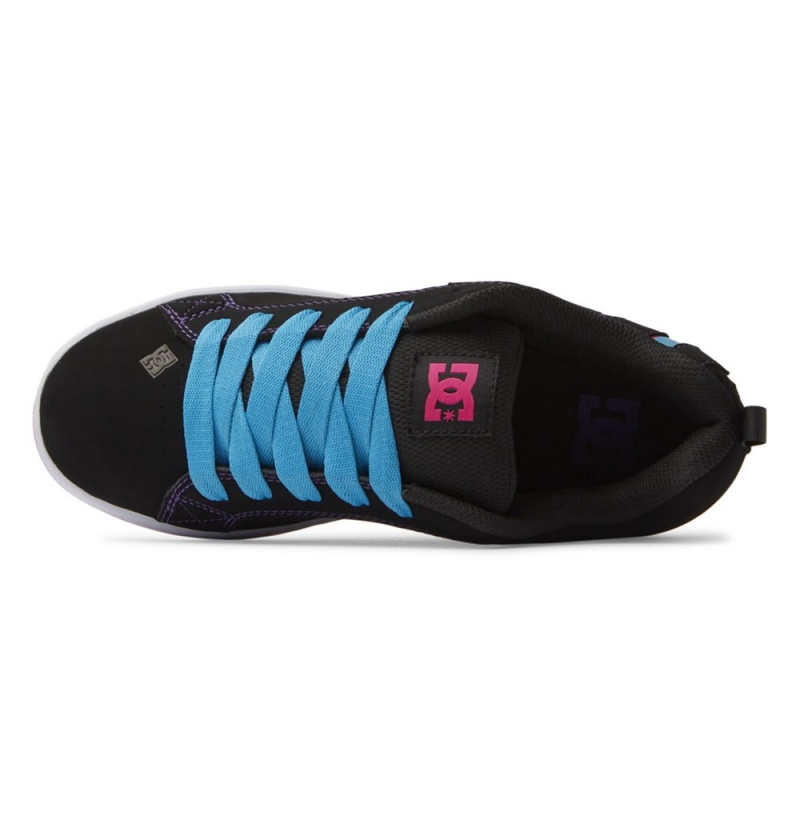 Women's DC Court Graffik Sneakers Black Blue Pink | UK 08796PKXG