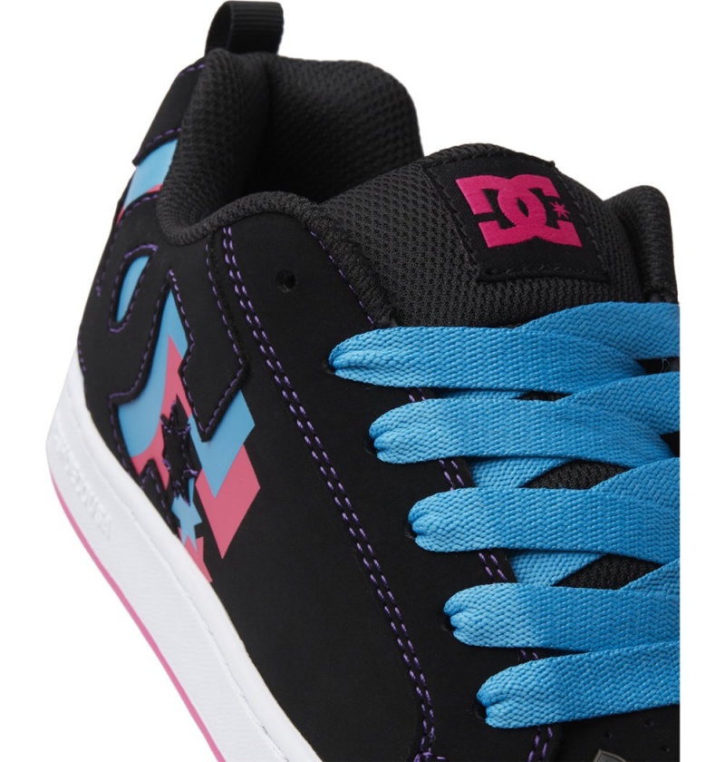 Women's DC Court Graffik Sneakers Black Blue Pink | UK 08796PKXG