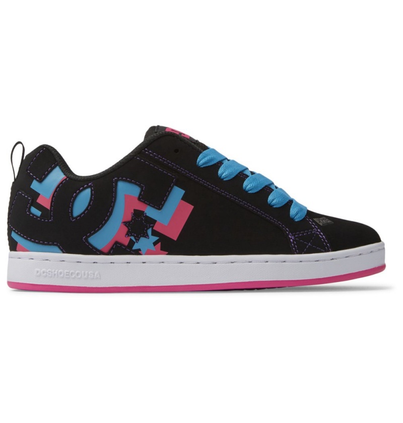 Women\'s DC Court Graffik Sneakers Black Blue Pink | UK 08796PKXG