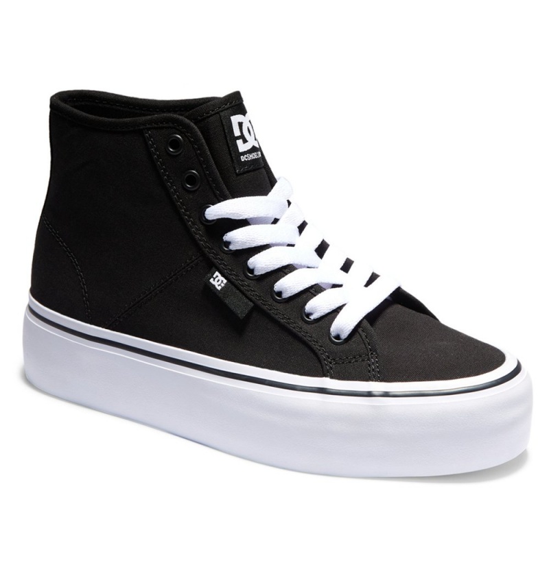 Women's DC Manual Hi Platform High-Top Sneakers Black White | UK 20179LPGY