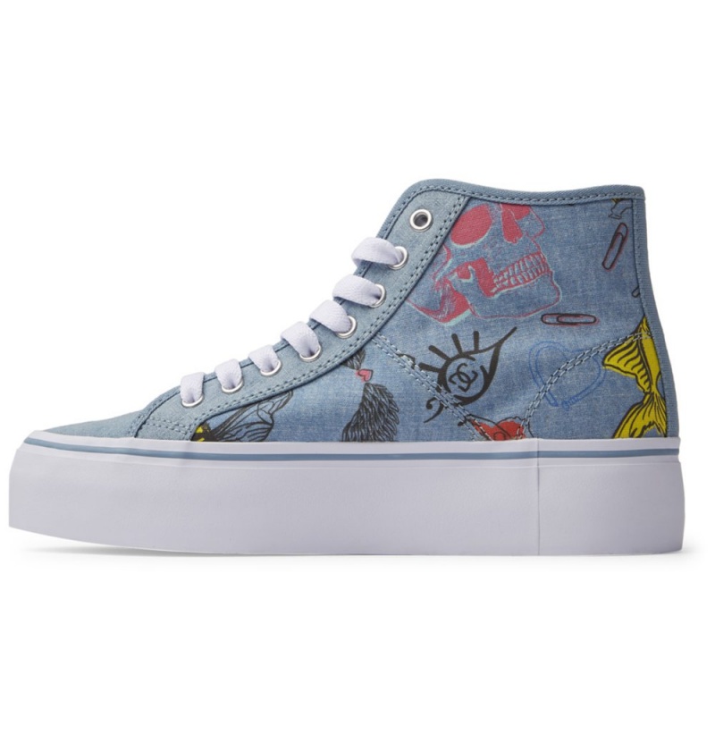 Women's DC Manual Hi Platform High-Top Sneakers Dark Blue | UK 85149TGCD